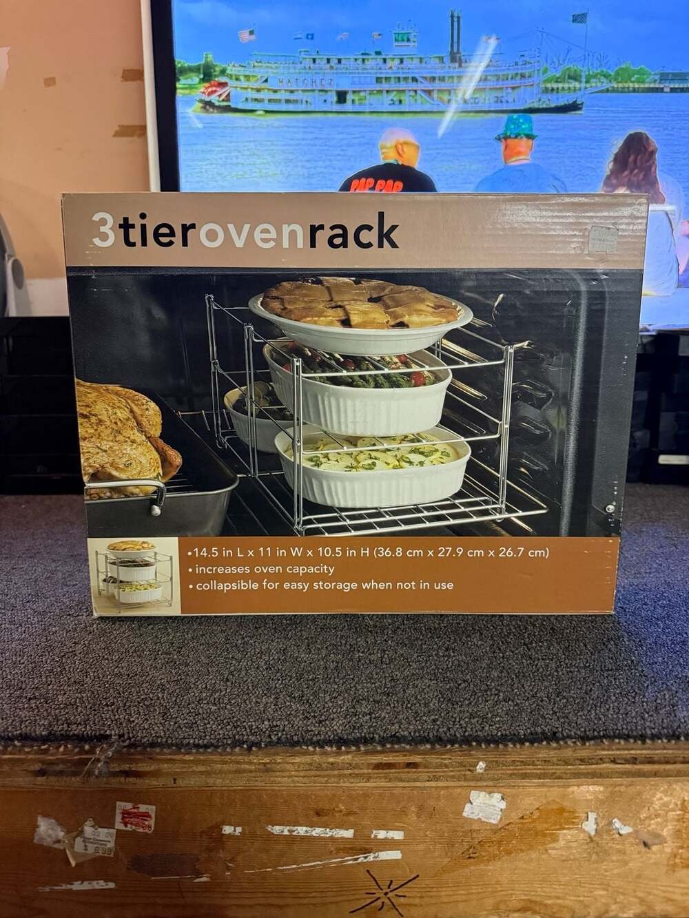 3 Tier Adjustable Oven Rack Collapsible Space Saving 14.5 in L x 11 in W x 10.5